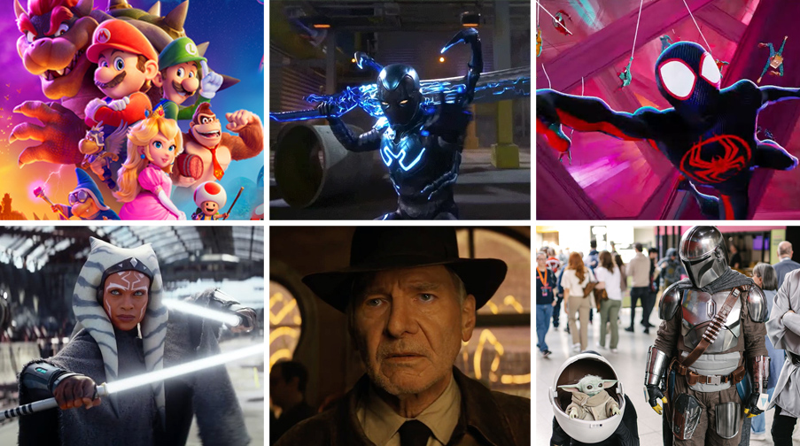 The Super Mario Bros. Movie, Blue Beetle, Indiana Jones 5, Ahsoka, Across the Spider-Verse Trailers, Star Wars Celebration