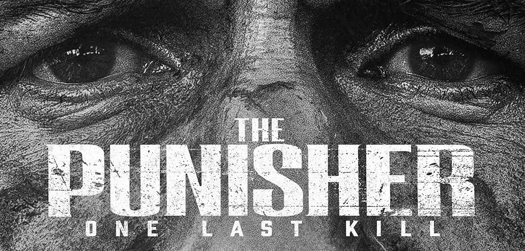 Extreme close up of Frank Castles battered face to promote THE PUNISHER: ONE LAST KILL